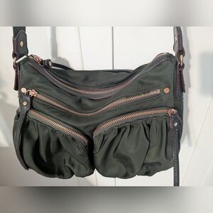 MZ Wallace Paige Nylon Shoulder/Crossbody Bag in Dark Green